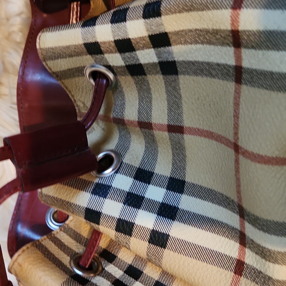 Burberry Beige and Burgundy Hobo Bag - Picture 4 of 12